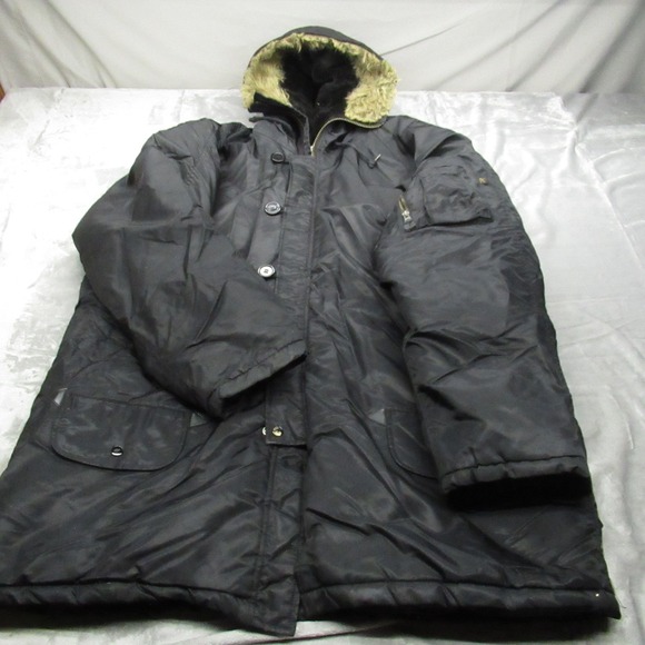 Rothco N-3B‎ Parka Men XXL Black Extreme Cold Weather Fur Hood Zip Insulated VTG